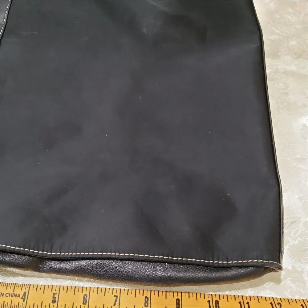 Levenger Black Canvas Leather Large Laptop Crossbody Bag